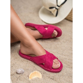 SHELOVET Suede Slippers purple 2