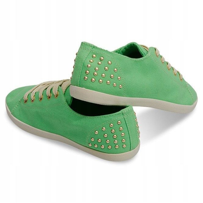 Cloth Sneakers With Studs VB67 Green 1