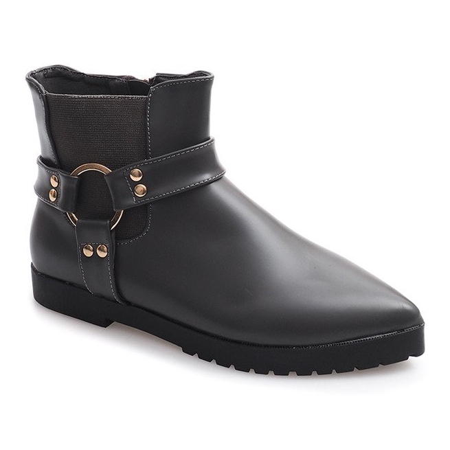 Warm Elegant Boots With Buckle HW14 Gray grey 2