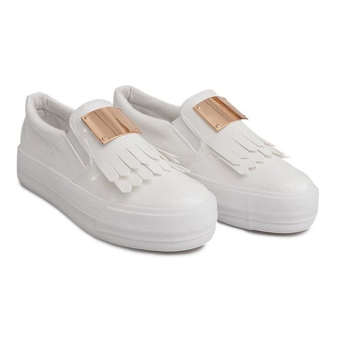 Lacquered Sneakers On Wedge S-1 White 1