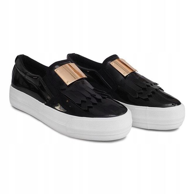 Lacquered Sneakers On Wedge S-1 Black 1