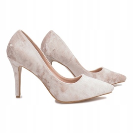 Francine's Beige Velor Heels 1