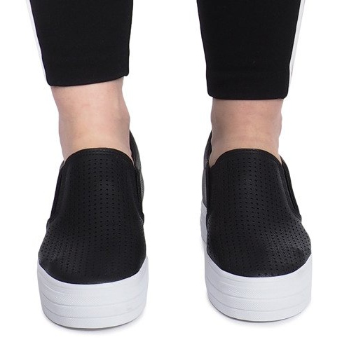 Black openwork sneakers on a Rockvale wedge 1