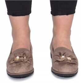 Khaki slip-on shoes with a Pearl Inside bow multicolored green 1