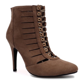 Openwork boots on a taupe Mokka heel brown 1