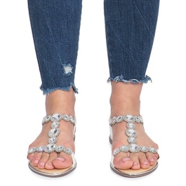 White flat sandals with Indulge diamonds 1