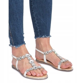 White flat sandals with Indulge diamonds 2