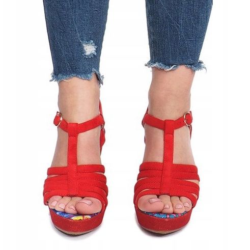 Red Ankard wedge sandals 1