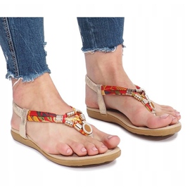 Gold flat sandals with Sprat diamonds golden 2