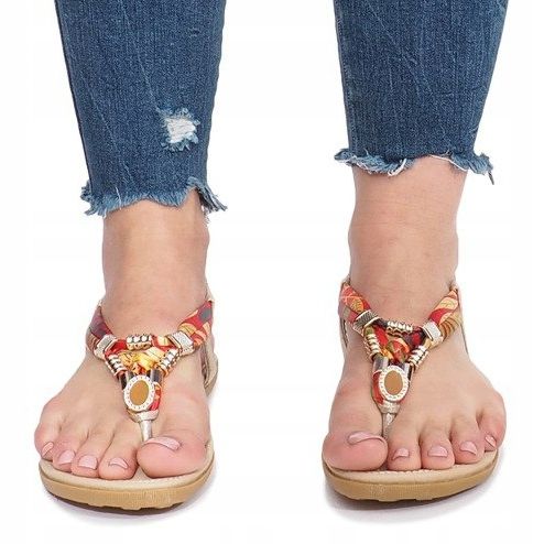 Gold flat sandals with Sprat diamonds golden 1