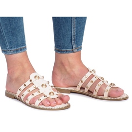 Beige slippers with Rabelle studs 1