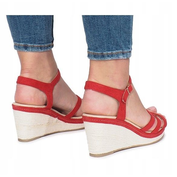 Red Glavel wedge sandals 1