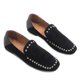 Black slip-on shoes with B-105 studs 1