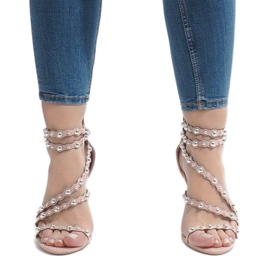 Pink LE042P uncovered heels multicolored 2