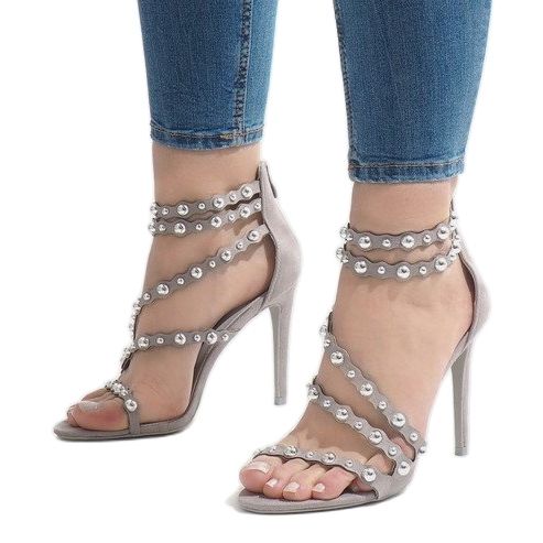 Gray open heels LE042P grey 1