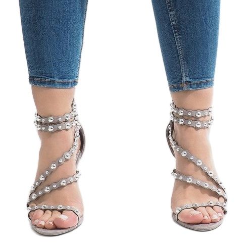 Gray open heels LE042P grey 2