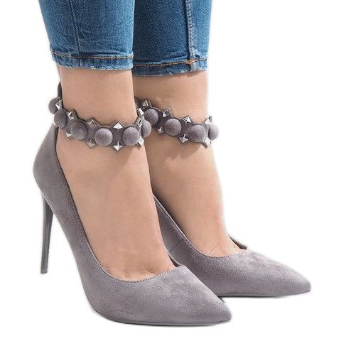 Gray high heels sandals LE033P grey 2