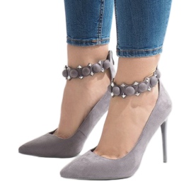 Gray high heels sandals LE033P grey 1