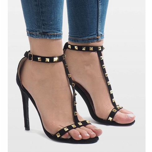 Black high heels sandals FB-31 1