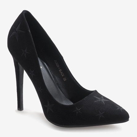 Black suede decorated with stars JC3026-1 stilettos 1