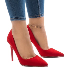 Red Suede high heels P-6378 1