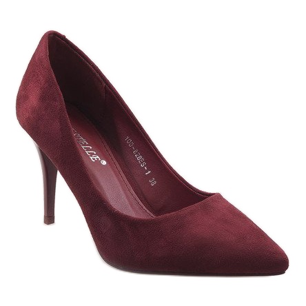 Maroon classic suede stilettos 100-828ES-1 red 1