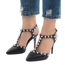 Black lacquered heels with B-57 studs 1