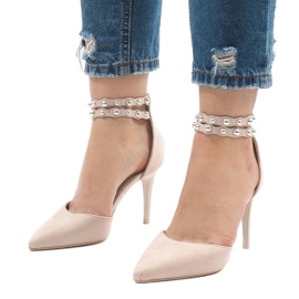 Beige high heels sandals B-51 1