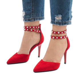 Red high heels sandals B-51 1