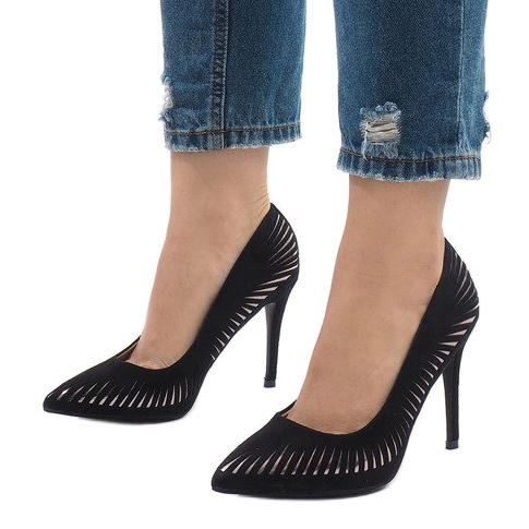 Classic black suede high heels HYD-A16 1