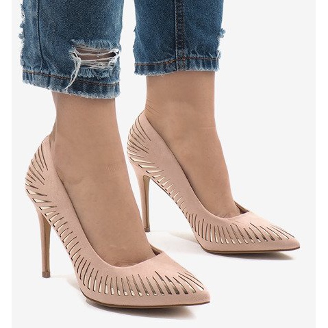 Pink HYD-A16 classic suede heels 2