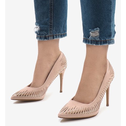 Pink HYD-A16 classic suede heels 1