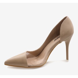 Beige varnished asymmetrical heels GH11541 2