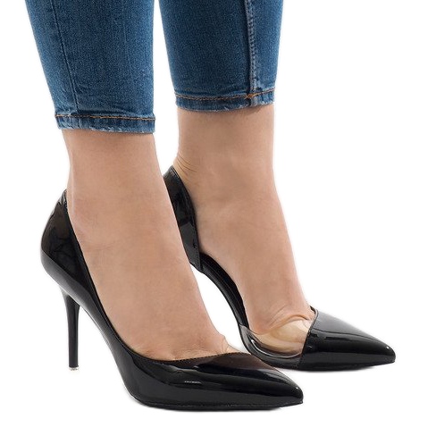 Black varnished asymmetrical heels GH11541 1