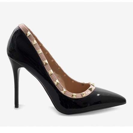 Black lacquered heels with X-68 studs 1