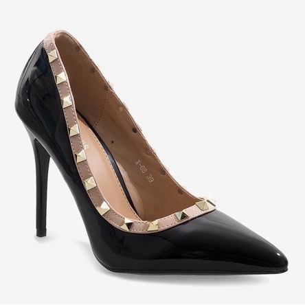 Black lacquered heels with X-68 studs 2