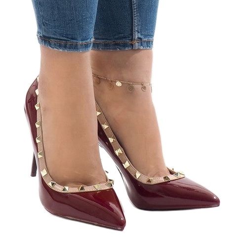 Red lacquered heels with X-68 studs 1