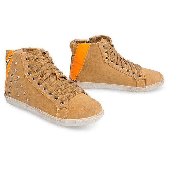 High Sneakers With Studs 6573 Camel brown multicolored 1