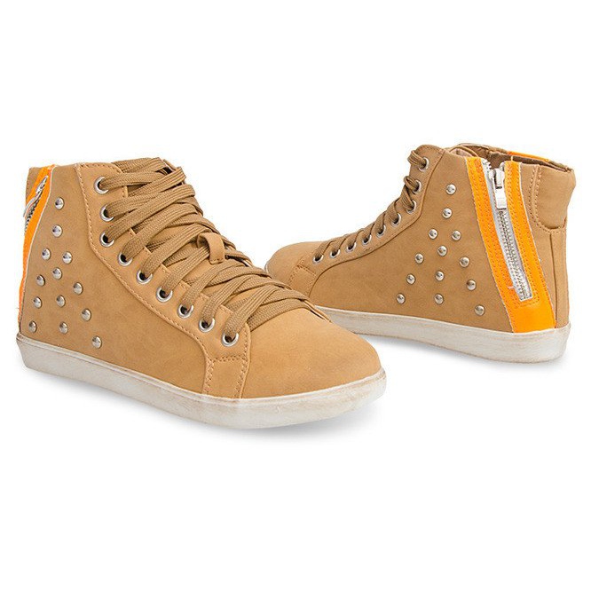 High Sneakers With Studs 6573 Camel brown multicolored 2