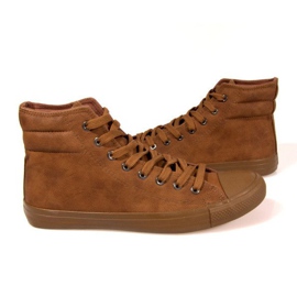 Leather High Sneakers 202 Camel brown 1