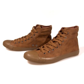 Leather High Sneakers 202 Camel brown 2
