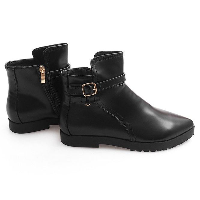 Warm Elegant Boots With Buckle HW12 Black 1