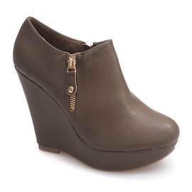 Wedge boots with a zipper S-210 Khaki green 1