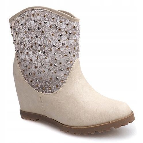 Openwork wedge boots 7010 -16 Beige 1
