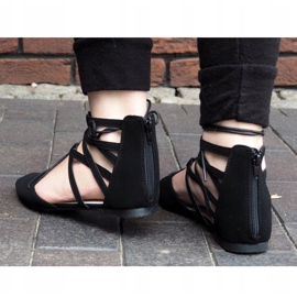 Open / tied ballet sandals 6701 Black 1