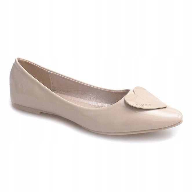 Lacquered Ballerinas With Hearts 4003 Beige 1