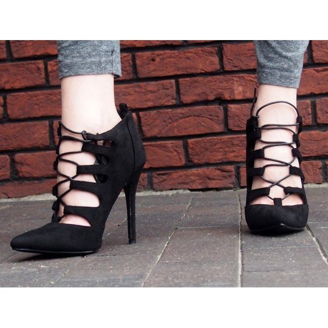 Suede High Boots Sandals 11033-1A Black 2