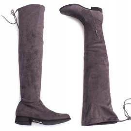 High Suede Boots Lycra 3037 Gray grey 1