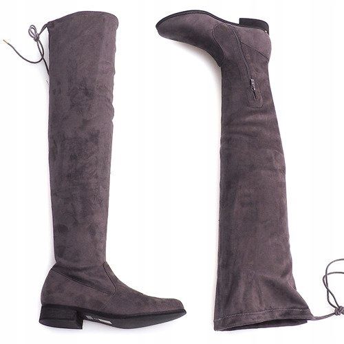High Suede Boots Lycra 3037 Gray grey 1