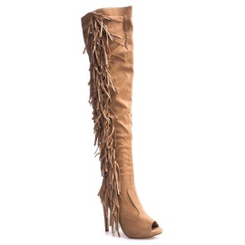 High-heel Suede Boots ZX-1 Beige 1 High-heel Suede Boots ZX-1 Beige 1